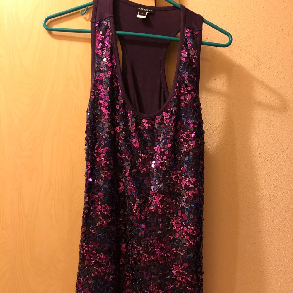 Purple sequin tank top